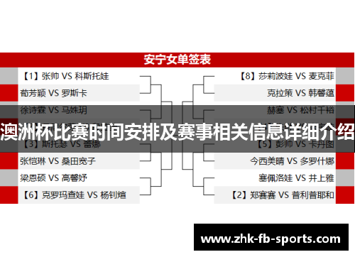 澳洲杯比赛时间安排及赛事相关信息详细介绍
